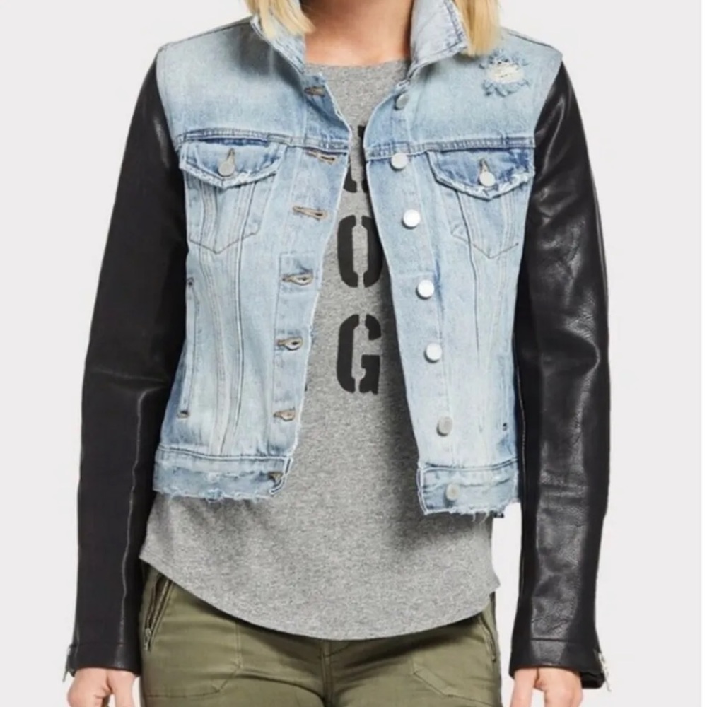BlankNYC Jean Jacket with leather sleeves